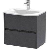 Balterley Chartley 2 Drawer Wall Hung Vanity Basin Unit, Graphite Grey, 600mm in Grey