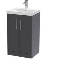 Balterley Winshill 2 Door Vanity Basin Unit, Woodgrain Dark Grey, 500mm in Grey