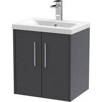 Balterley Winshill 2 Door Vanity Basin Unit, Woodgrain Dark Grey, 500mm in Grey