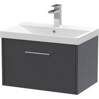 Balterley Winshill 1 Drawer Vanity Basin Unit, Woodgrain Dark Grey, 600mm in Grey