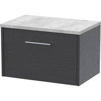 Balterley Winshill 1 Drawer Wall Hung Vanity Unit, Woodgrain Dark Grey, 600mm in Grey