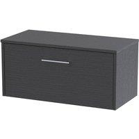 Balterley Winshill 1 Drawer Wall Hung Vanity Unit, Woodgrain Dark Grey, 800mm in Grey