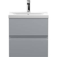 Balterley Mavesyn 2 Drawer Wall Hung Vanity Basin Unit, Satin Grey, 500mm in Grey