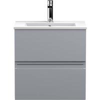 Balterley Mavesyn 2 Drawer Wall Hung Vanity Basin Unit, Satin Grey, 500mm in Grey