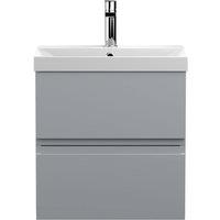 Balterley Mavesyn 2 Drawer Wall Hung Vanity Basin Unit, Satin Grey, 500mm in Grey