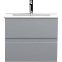 Balterley Mavesyn 2 Drawer Wall Hung Vanity Basin Unit, Satin Grey, 600mm in Grey