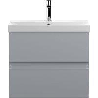 Balterley Mavesyn 2 Drawer Wall Hung Vanity Basin Unit, Satin Grey, 600mm in Grey