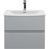 Balterley Mavesyn 2 Drawer Wall Hung Vanity Basin Unit, Satin Grey, 600mm in Grey