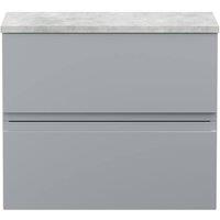 Balterley Mavesyn Contemporary 2 Drawer Wall Hung Vanity Unit, Satin Grey, 600mm in Grey