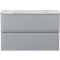 Balterley Mavesyn Contemporary 2 Drawer Wall Hung Vanity Unit, Satin Grey, 805mm in Grey