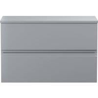 Balterley Mavesyn Contemporary 2 Drawer Wall Hung Vanity Unit, Satin Grey, 800mm in Grey