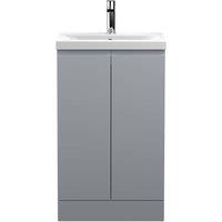 Balterley Mavesyn Contemporary 2 Door Vanity Basin Unit, Satin Grey, 500mm in Grey