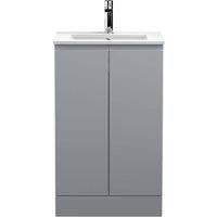Balterley Mavesyn Contemporary 2 Door Vanity Basin Unit, Satin Grey, 500mm in Grey