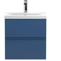 Balterley Mavesyn 2 Drawer Wall Hung Vanity Basin Unit, Dark Blue, 500mm in Blue
