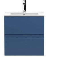 Balterley Mavesyn 2 Drawer Wall Hung Vanity Basin Unit, Dark Blue, 500mm in Blue