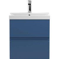 Balterley Mavesyn 2 Drawer Wall Hung Vanity Basin Unit, Dark Blue, 500mm in Blue