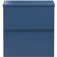 Balterley Mavesyn Contemporary 2 Drawer Wall Hung Vanity Unit, Dark Blue, 500mm in Blue