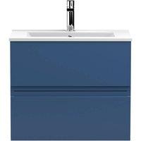 Balterley Mavesyn 2 Drawer Wall Hung Vanity Basin Unit, Dark Blue, 600mm in Blue