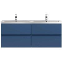 Balterley Mavesyn 4 Drawer Wall Hung Vanity Basin Unit, Dark Blue, 1200mm in Blue