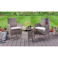 Comfy Living Ltd Rattan Garden Bistro Set With Round Table & 2 Chairs In Various Colours With Cover in Grey