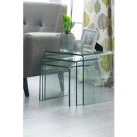 Julian Bowen Amalfi Rectangular Bent Glass Nest of 3 Side Tables in Clear