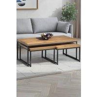 Julian Bowen Brooklyn Rectangular Coffee Table with 2 Nesting Tables in Light Oak