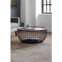 Julian Bowen Smithson Round Wire Basket Base Coffee Table in Walnut