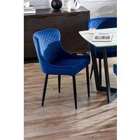 Julian Bowen Luxe Diamond Quilted Upholstered Dining Chair (Set of 2) in Blue