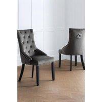 Julian Bowen Veneto Button Back Upholstered Knocker Back Dining Chair (Set of 2) in Grey