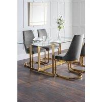 Julian Bowen Minori Rectangular Glass Top 4-6 Seater Dining Table in Gold