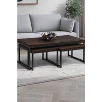 Julian Bowen Brooklyn Rectangular Coffee Table with 2 Nesting Tables in Dark Brown
