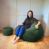 rucomfy Beanbags rucomfy Indoor Adults Classic Slouchbag Bean Bag Chair - Velvet Seat in Emerald