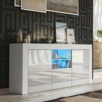 Creative Furniture Aurora Sideboard 145cm - A Modern & Practical Cabinet with Gloss Doors & LED Lights in White