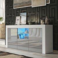 Mex Furniture LTD Sideboard with LED Lighting & Gloss Doors / 145cm in Light Grey
