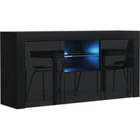 Mex Furniture LTD Sideboard with LED Lighting & Gloss Doors / 145cm in Black