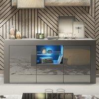 Creative Furniture Aurora Sideboard 145cm - A Modern & Practical Cabinet with Gloss Doors & LED Lights in Dark Grey