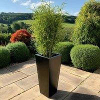 Woven Wood 90cm Zinc Galvanised Matte Black Tapered Square Planter