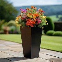 Woven Wood 70cm Zinc Galvanised Matte Black Tapered Square Planter
