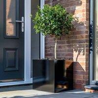 Woven Wood 60cm Zinc Platinum Black Square Planter