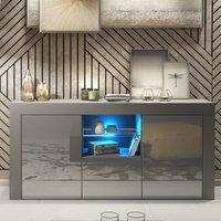 Creative Furniture Aurora Sideboard 145cm - Dark Grey with Gloss Doors & LED Lights