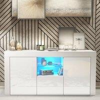 Creative Furniture Aurora Sideboard 145cm - White with Gloss Doors & LED Lights