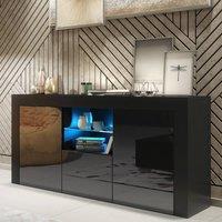 Mex Furniture LTD Sideboard Aurora 145cm - Black with Gloss Doors & LED Lights