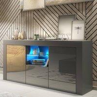Mex Furniture LTD Sideboard Aurora 145cm - Dark Grey with Gloss Doors & LED Lights