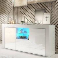 Mex Furniture LTD Sideboard Aurora 145cm - White with Gloss Doors & LED Lights
