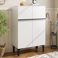 Merax Entryway 60cm Minimalist Shoe Cabinet with Adjustable Shelves in White