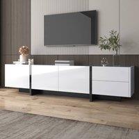 Merax Modern TV Unit, Media Console Table with 3 Doors & 2 Drawers in White