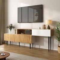 Merax Extendable 130-220cm TV Stand with Storage - Modular Media Cabinet in White