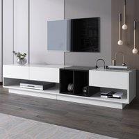 Merax High Gloss Storage Media TV Unit with Drawers & Open Compartments in White