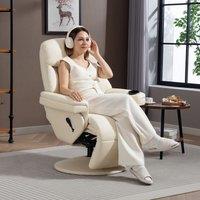 HOMCOM Manual Recliner Swivel Lounge Chair with Footrest, Cream White | Size: Armchair