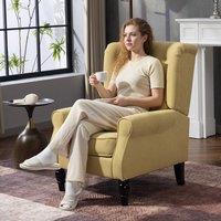 HOMCOM Retro Accent Chair Wingback Armchair with Wood Frame for Living Room in Yellow | Size: 1 Seater